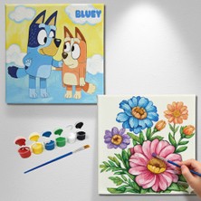 Dudu Gift TATİL-KARNE HEDİYESİ 2'li Tuval Boyama Seti 20X20 cm Uv Baskı 6 Akrilik Boya 1 FIRÇA-MODEL-364