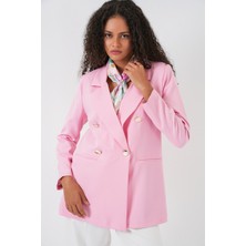 Bigdart Kadın Kruvaze Yaka Blazer Ceket 0722 - Pudra