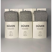 Düven 3'lü Paket Carina Cotton Pamuklu Desenli Gri Kadın Külotlu Çorap