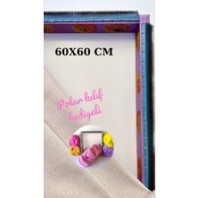 Punchistanbyuyc 60X60 cm Çiçekli Sihirli Punch(Panç) (Kasnak Kılıf Hediyeli) Telli/iğneli Ahşap Nakış Kasnak