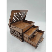 Sly -Ahşap Sandık Takı Mücevher Kutusu 20 cm x 15 cm x 12 cm