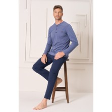 Remsa Erkek Pamuk Uzun Kol Pijama Takımı 4103 Indigo