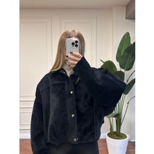 Oversize Kaşe Mont - Siyah