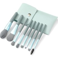 Mena Rise 8'li Makyaj Fırça Seti, Su Yeşili Seyahat Çantalı, Profesyonel Kozmetik Fırçalar