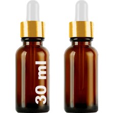 Afracam 30 ml Amber Cam Damlalık Kahverengi Serum Şişesi 30 cc Beyaz Altın Kapaklı Dropper Cam Şişe 2 Adet