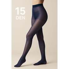 Düven Kadın Lacivert Rengi Ince 15 Den Parlak Burunlu Külotlu Çorap