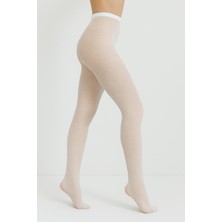 Düven Beyaz Ince File Burunsuz Kadın Külotlu Çorap - Fishnet Pantyhose