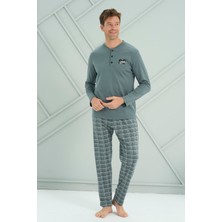 Remsa Erkek Interlok Penye Uzun Kol Pijama Takımı 2230 Yeşil