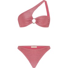 Aquella Tokalı Lurex Tek Omuz Pembe Bikini