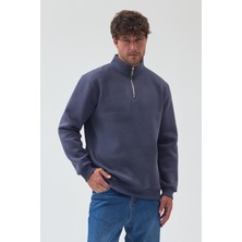 Windy Island Erkek Oversize Yarım Fermuarlı Içi Polarlı Yumuşak Dokulu %100 Pamuk Sweatshirt