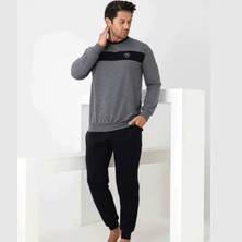 Linotti Erkek %100 Pamuklu Uzun Kollu Manşetli Pijama Takımı 071040
