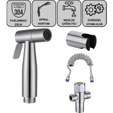 Coofbe Paslanmaz Çelik Sprial Hortum Tuvalet Musluk Seti Taharet Musluğu El Tuvalet Sprey Tabancası