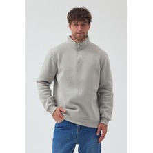 Windy Island Erkek Oversize Yarım Fermuarlı Içi Polarlı Yumuşak Dokulu %100 Pamuk Sweatshirt