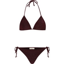 Aquella Simli Siyah Üçgen Bikini Takımı