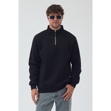 Windy Island Erkek Oversize Yarım Fermuarlı Içi Polarlı Yumuşak Dokulu %100 Pamuk Sweatshirt
