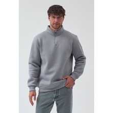 Windy Island Erkek Oversize Yarım Fermuarlı Içi Polarlı Yumuşak Dokulu %100 Pamuk Sweatshirt