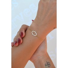 Sacce Scarves & Accessories Zirkon Nazar El Figürlü Ince Zincir Bileklik – 14K Gold Kaplama