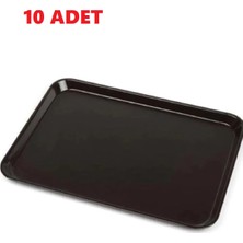 Mena Rise 10 Adet Kahverengi  Plastik Servis Tepsisi  Kırılmaz Lokanta Büfe Fast Food Kullanım (36 X26 Cm)