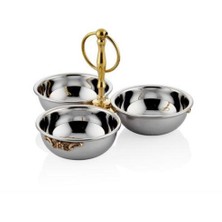 Lamedore Black Pearl Sade 3 Lü Gold Dekoratif Kase 20X20X12 cm