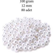 Venüs Shopping 100 gram 12mm Beyaz Renk Plastik İnci Boncuk Çanta ve Takı Yapım Boncuğu (~80 adet)