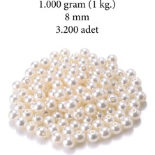 Venüs Shopping 1.000 gram (1 kg.) 8mm Krem Renk Plastik İnci Boncuk Çanta ve Takı Yapım Boncuğu (~3.200 adet)