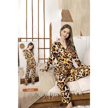 Remsa Kadın Leopar Desen Düğmeli Saphire Pijama Takımı 0336 Leopar