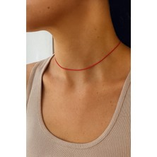 Sacce Scarves & Accessories Ayarlanabilir Kırmızı Ip Kolye Choker ve Bileklik Takımı
