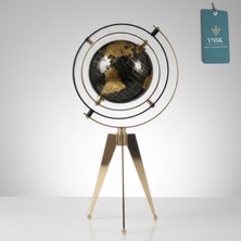 YNSK Dekoratif Metal Tripod Ayaklı Dünya Küresi | 32 x 18 cm – Döner Çerçeveli Lüks Masa Üstü Aksesuar