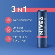 Mena Rise Nivea SPF30 Nemlendirici Dudak Bakım Kremi 4.8gr, Mercan, Rose, Kırmızı Renkli, Dudak Yanak, Allık Etkisi