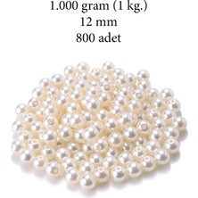 Venüs Shopping 1.000 Gram (1 Kg.) 12MM Krem Renk Plastik Inci Boncuk Çanta ve Takı Yapım Boncuğu (~800 Adet)