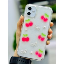 Mena Rise Go Aksesuar 11 ile Uyumlu Inci Kiraz Tasarımlı Oyuncaklı Esnek Silikon Kılıf