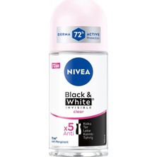 Mena Rise Nıvea Kadın Roll On Deodorant Black & White Invisible Clear 72 Saat Anti-Perspirant Koruma (50 Ml)