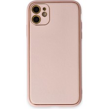 Iphone 12 Kılıf Coco Deri Silikon Kapak - Pudra