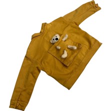 İrem Çocuk Giyim Kız Çocuk /erkek Çocuk Sırtı Ayıcık Detaylı Düğme Kapamalı Hardal Renk Ceket