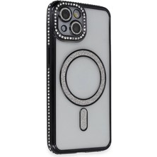 Iphone 13 Kılıf Joke Simli Magneticsafe Kılıf - Siyah