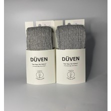 Düven 2'li Carina Cotton Pamuklu Desenli Gri Kadın Külotlu Çorap