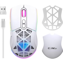 Mena Rise Nexus Air Kablosuz 10000 Dpi Pixart PMW3325 Sensör Makro Yazılımlı & Değiştirilebilir Kapaklı Rgb Kablosuz Gaming Mouse - Beyaz