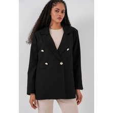 Bigdart Kadın Kruvaze Yaka Blazer Ceket 0722 - Siyah