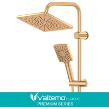 Romena | Valtemo Royal Gold Yağmurlama Tepe Duş Seti - Butonlu Sistem - Kolay Kireç Temizleme