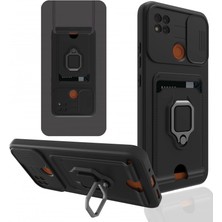 Xiaomi Redmi 9c Kılıf Zuma Kartvizitli Yüzüklü Silikon - Siyah