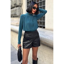 Sobe Döküm Detaylı Boğazlı Sandy Bluz 3480