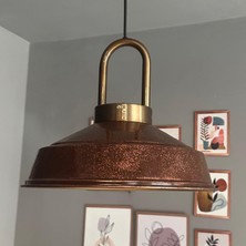 Bamyum Bakır Asaletli Tekli Avize Ahşap Başlık Retro Sarkıt Lamba Restoran Salon Aydınlatma