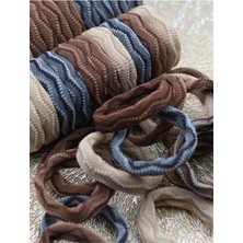 Mena Rise Kadın Kahverengi Desenli 12'lihavlu Lastik Toka Seti, Toka Organizer, Toka, Kız Çocuk Toka, Toka Organizer