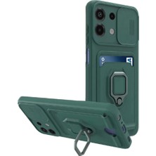 Xiaomi Redmi Note 13 4g Kılıf Zuma Kartvizitli Yüzüklü Silikon - Yeşil