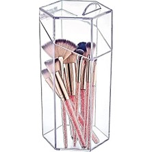 Mena Rise Deconox Kapaklı Makyaj Fırça Düzenleme Kutusu Altıgen Kapaklı Makyaj Aksesuar Düzenleyici Organizer