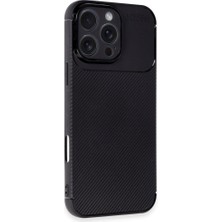 Mena Rise Ggm Aksesuar 16 Pro ile Uyumlu Auto Focus Karbon Kapak Ultra Ince Yapılı Tam Koruma Sağlayan Kılıf (Siyah)