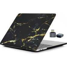 Mena Rise MacBook Pro 13 Inç Uyumlu Mermer Desenli Hardcase Kılıf – M1/m2 A2338, A2289, A2251, A1989, A2159, A1706, A1708 – Ince Sert Kapak, Çizilmeye/darbeye Dayanıklı, Bar/ıd ile Uyumlu Siyah