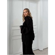 Tekstillaa Kadın Triko Takım – Kazak ve Geniş Paça Pantolon – Kışlık Rahat Ev ve Günlük Kombin