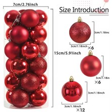 Trade Bazaar 24 Adet 3 cm Kırmızı & Altın Noel Ağacı Süs Topu Seti | Mini Plastik Yılbaşı Dekor Topları