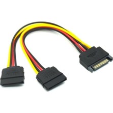 Mena Rise Sata Çoklayıcı 15 Pin 1 Erkek 2 Dişi 2 Port Çoklayıcı Y Splitter HDD Bağlantı Kablosu 4426
